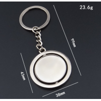 Custom logo turnable blank spinning keychain, promotion keychain custom keyring rotating