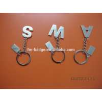 no minimum custom souvenir metal alphabet letter keychain, promotion Souvenir gift capital letter silver tag keyring