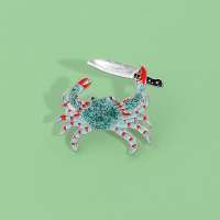 Hot-selling promotional custom cute badges crab enamel pin badge with glitter