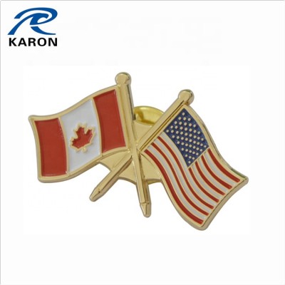 China cheap bulk personalized USA Canada flag lapel pin