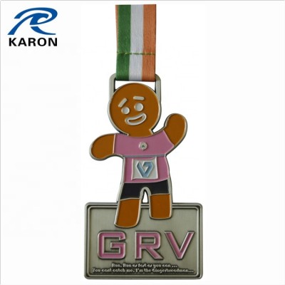 cheap bulk personalized gingerbread man medal for running event