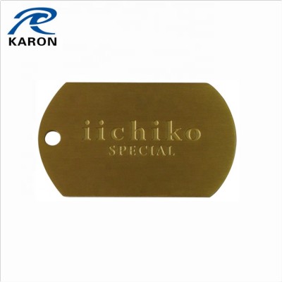 wholesale custom debossed logo solid brass dog tag