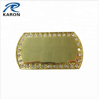 die casting wholesale gold plated dog tags with stones