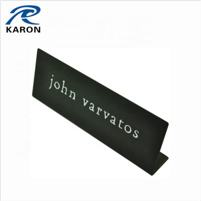 quality black painted custom metal desk nameplate