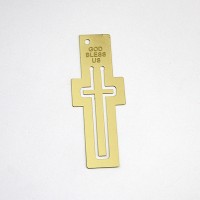 Wholesale Metal Crafts Manufacturer Custom Cross Flat Metal Bookmark for Gift